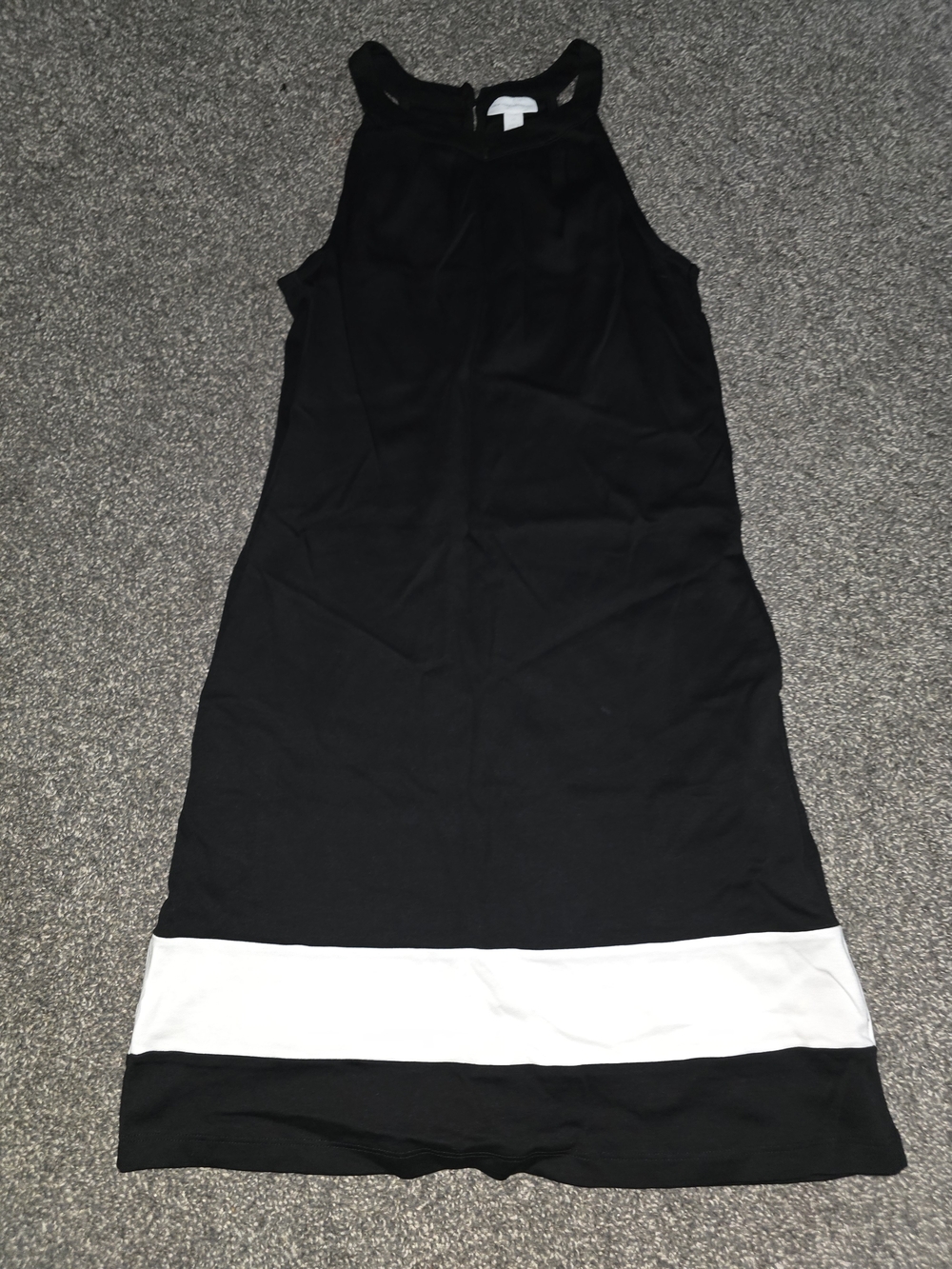 New York & Company Black Dress with White Hem Contrast